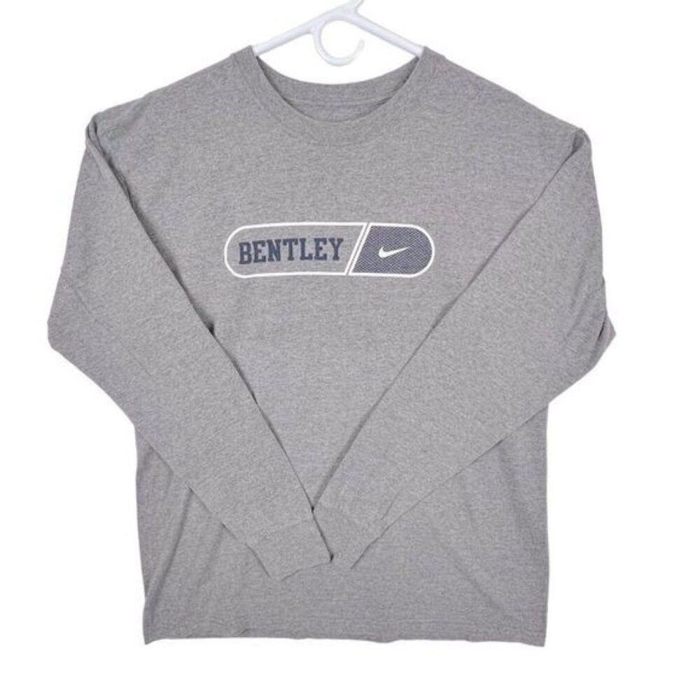 NIKE ADULT LONG SLEEVE T SHIRT GRAY SIZE M MENS “BENTLEY”  🥋 ON FRONT